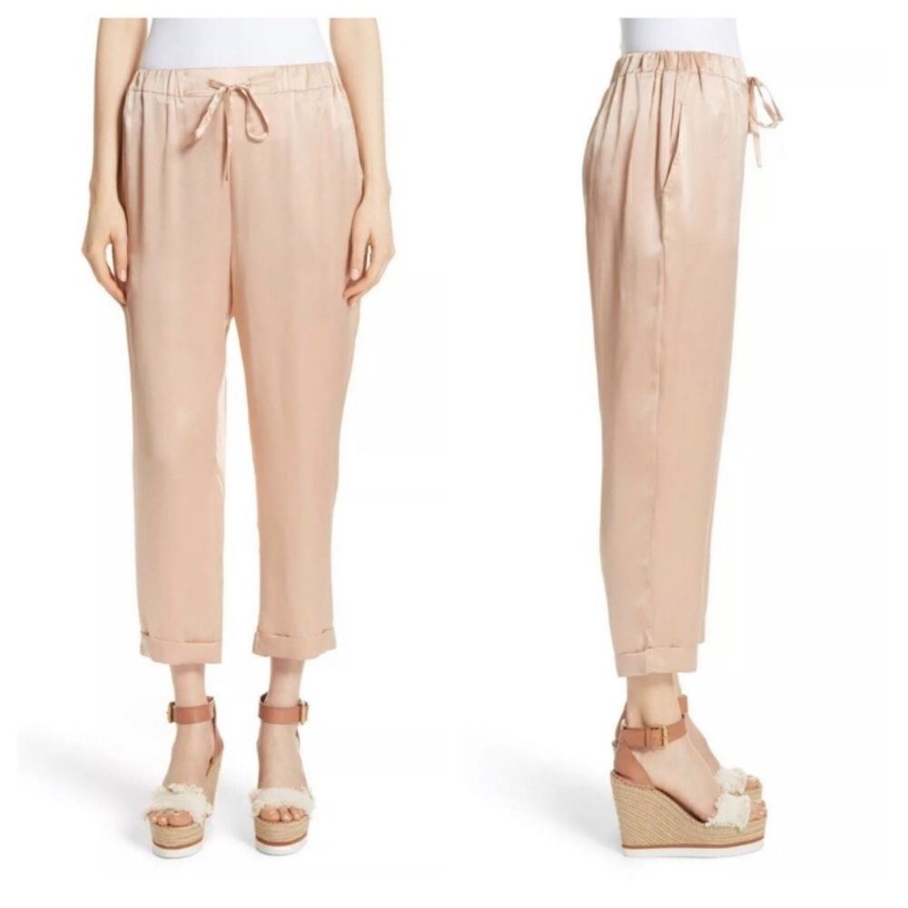 Casual Mes Demoiselles Blush Gold Silk Pants Ankle Career Professional 38 6